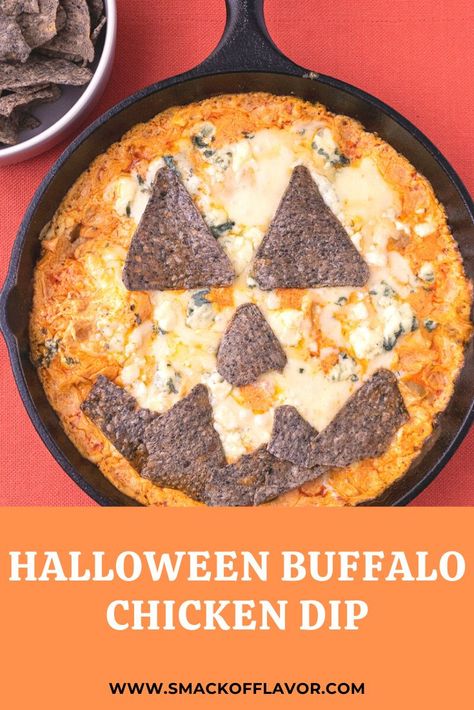 Buffalo Chicken Cream Cheese, Halloween Party Appetizers Easy, Halloween Themed Appetizers, Buffalo Chicken Dip Oven, Halloween Dip, Halloween Potluck, Chicken Cream Cheese, Halloween Appetizers Easy, Halloween Party Appetizers