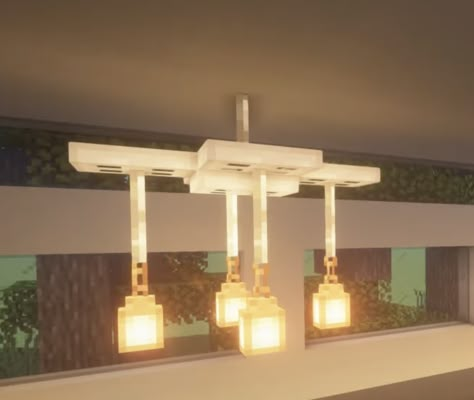 Light Designs Minecraft, Minecraft Light Fixtures, Lighting In Minecraft, Lights Minecraft Ideas, Minecraft Modern Chandelier, Minecraft Light Fixture Ideas, Minecraft Lamp Ideas Inside, Minecraft Candle Chandelier, How To Make A Chandelier In Minecraft