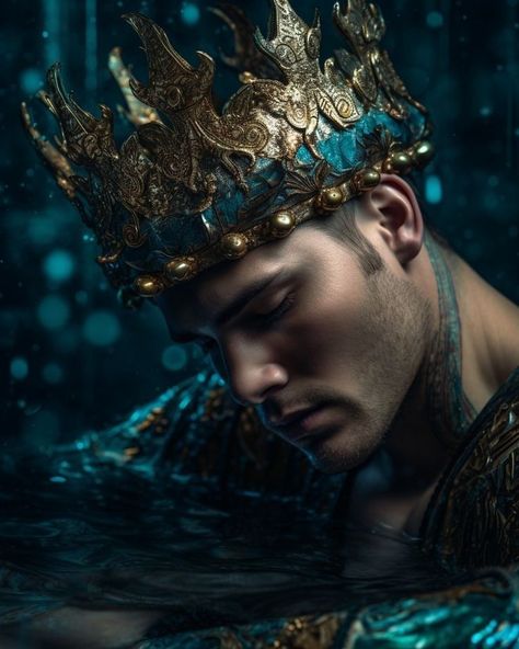 King Crowns, Aqua Man, Male Angel, Black Anime Guy, Photography Tricks, Celtic Gods, Art Models, Art Male, Ancient Egyptian Gods