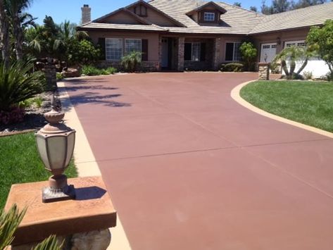 Stained Concrete Pictures - Gallery - The Concrete Network Diy Backyard Deck Ideas, Concrete Driveway Paint, Diy Backyard Deck, Add On Garage, Front Yard Xeriscape, Stained Concrete Driveway, Cement Driveway, Sidewalk Repair, Driveway Resurfacing