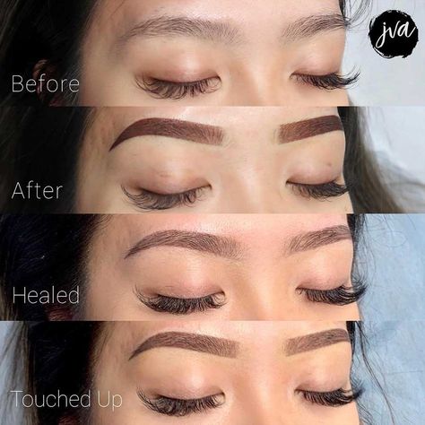 Powder Brows Healing Process: Full Day by Day Overview - PMUHub Powder Brows Healing Process, Tattoo Healing Stages, Microblading Healing Process, Eyebrow Shading, Ombre Brows, Ombre Eyebrows, Becoming An Esthetician, Powder Brows, Brow Tattoo