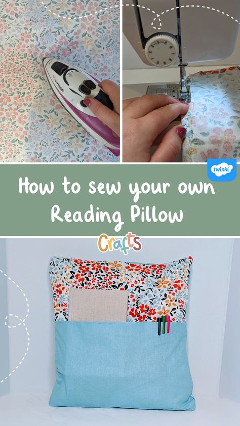 This comfy reading pillow would make the perfect addition to any reading corner 📚 The pocket on the front makes the perfect place to store your favourite book along with a couple of pens. Our step by step reading pillow sewing pattern includes supporting photographs so you can sew in confidence 🧵 Book Pillow Pattern Free, Pillow Sewing, Reading Pillows, Comfy Reading, Book Pillow, Pillow Crafts, Pocket Pillow, Reading Pillow, Machine Sewing