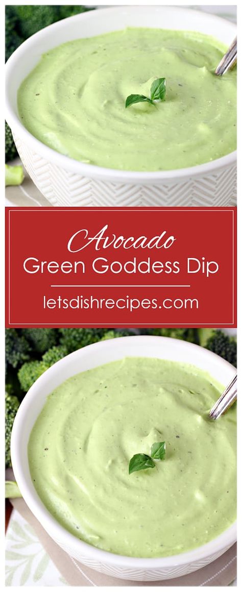 Avocado Green Goddess Dip Recipe -- This creamy, delicious dip combined the flavors of Green Goddess dressing and guacamole for a condiment that's perfect for dipping chips and veggies, or drizzling on tacos and your favorite salads. #avocado Green Goddess Dip Recipe, Spicy Chicken Dip, Guacamole Dip Recipes, Avocado Dip Recipe, Green Goddess Dip, Delicious Dips Recipes, Sweet And Spicy Chicken, Goddess Dressing, Green Goddess Dressing