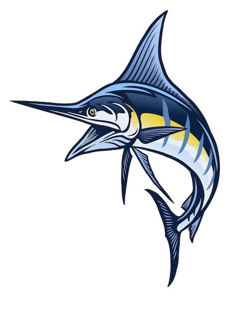 Premium Vector | Marlin drawing illustration Marlin Drawing, Anchor Illustration, Blue Marlin Fish, White Marlin, Drawn Fish, Team Logo Design, Blue Marlin, Underwater Animals, Fish Illustration