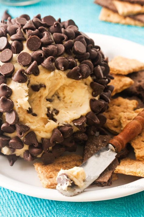 Chocolate Chip Cheese Ball - Homemade In The Kitchen Chocolate Cheese Ball, Chocolate Chip Cheese Ball, Chocolate Chip Cookie Dough Dip, Dessert Cheese Ball, Cheese Ball Bites, Cookie Dough Dip, Eating Chocolate, The Best Dessert, Savory Cheese