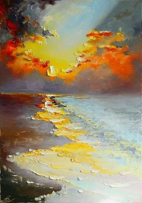 Oil Palette, Clouds In The Sky, Palette Knife Art, Soyut Sanat Tabloları, Palette Knife Painting, Impasto Painting, Beginner Painting, Palette Knife, Art Abstrait