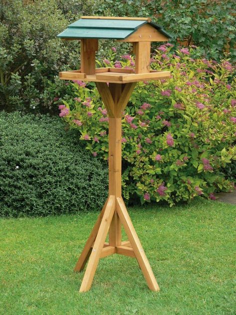 Wooden Traditional Bird Table Garden Birds Feeder Feeding Station Free Standing - Etsy Bird Feeding Stations, Wildlife Crafts, Bird Feeding Table, Gardening 2023, Modern Bird Feeders, Bird Feeder Station, Bird Feeder Stands, Wood Bird Feeder, Bird Seed Feeders