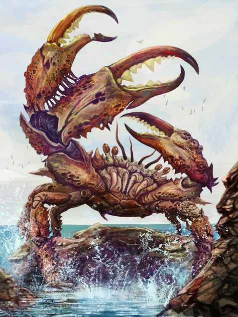 ArtStation - Card Art Illustration (Void Crab), Safdar Ali Mirza (Sam) Crab People Fantasy Art, Dnd Giant Crab, Giant Crab Monster, Crab Monster Art, Crustacean Monster, Crab Monster, Giant Crab, Sea Monster Art, Sea Creatures Art