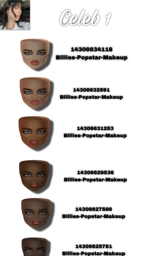 Roblox Makeup Faces Codes, Roblox Face Codes Makeup, Roblox Makeup, Doll Face Makeup, Roblox Sets, Bloxburg Outfits, Clothing Codes, School Decal, Hair Roblox