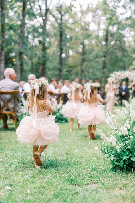 Kids Wedding Hair, Kids Hairstyles For Wedding, Ballerina Flower, White Sparrow Barn, White Sparrow, Pink Ball Gown, Pink Flower Girl Dresses, Pink Bridesmaid Dress, Kids Wedding