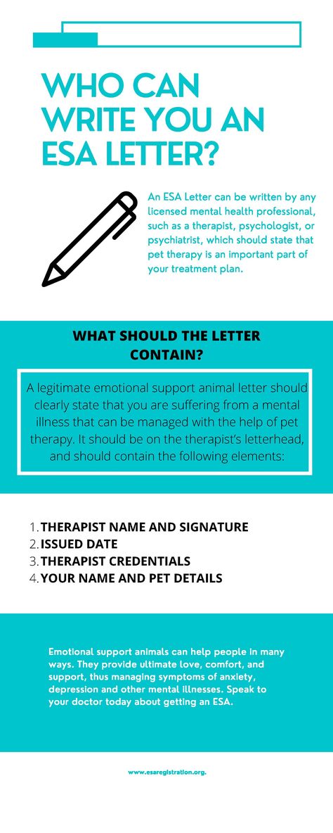 This infographic is for people who are looking to get an ESA letter and already are seeing a doctor or therapist. Esa Letter, Emotional Support Animal, Animal Letters, A Doctor, Emotional Support, Psychologist, The Help, Writing, How To Plan