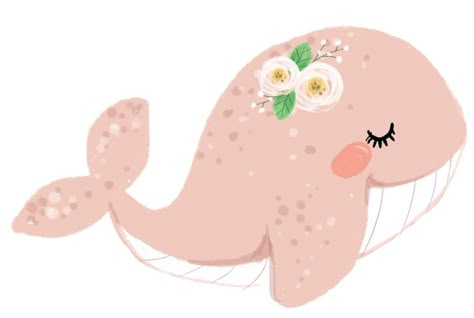 Whale Pictures, Ocean Clipart, Baby Animal Drawings, Pink Whale, Marine Theme, Kawaii Illustration, Cute Paintings, Mandala Coloring Pages, Pretty Prints