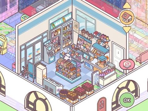 Pocket Love Room Ideas, Pocket Love Game, Convince Store, Deco Neko, Pocket Love, Game Cafe, Love Cafe, Pocket Game, Isometric Art