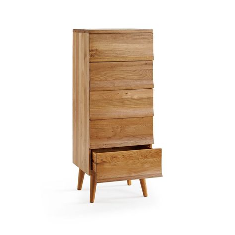 Cascade Contemporary Tallboy | Oak Furnitureland Small Chest Of Drawers, Oak Furnitureland, Tall Boy, Tall Boys, Chests Of Drawers, Scandi Style, Staying Organized, Chest Of Drawers, Solid Oak