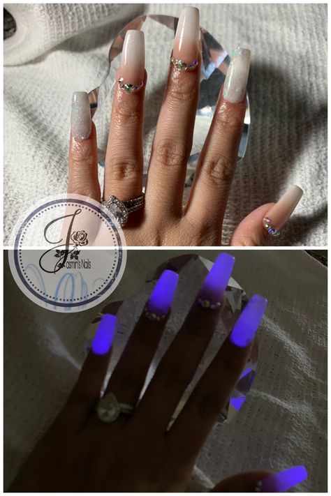 Dark Ombré Nails, Acrylic Nail Colors, Glow In The Dark Nails, Fly Nails, Wedding Nail Ideas, Dark Ombre, Neon Acrylic Nails, Ombré Nails, Top Nails