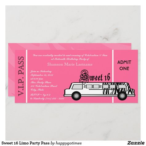 Sweet 16 Limo Party Ideas, Limo Party Ideas, Sweet 16 Limo, Limo Birthday Party, Limo Birthday, Limo Party, 16 Invitations, Sweet 16 Invitations, Party Places