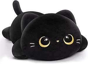 Mewaii Cute Cat Plush Pillow, Kawaii Plushies Black Cat Stuffed Animals, Squishy Plushies, Cuddle Plush Pillow for Boys & Girls Squishy Plushies, Black Cat Plushie, Black Cat Stuffed Animal, Cute Cat Plush, Cat Plushies, Cat Soft Toy, Black Cat Plush, Cat Plushie, Cat Stuffed Animal