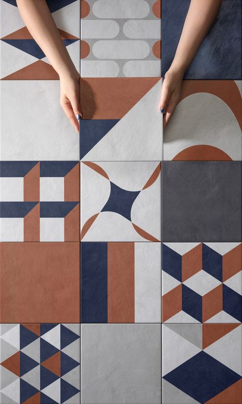 Character, Colour and Materia Red Modular, Hillside Park, Molla Mills, Abstract Tile, Geometric Tiles, Traditional Ceramics, Tile Inspiration, Material Textures, Gio Ponti