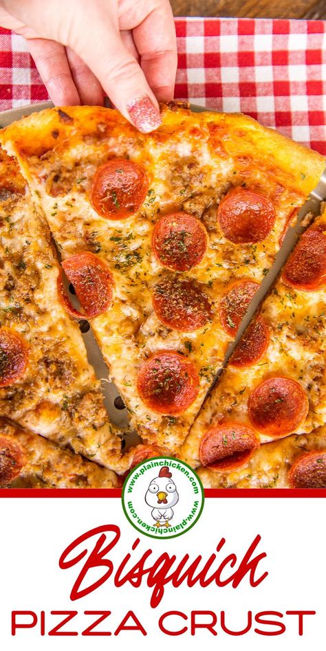 Pizza Dough With Bisquick, Double Dough Pizza, Bisquick Pizza Crust, Bisquick Pizza Dough, Easy Bisquick Recipes, Recipes Using Bisquick, Bisquick Pizza, Quick Pizza Crust, Chef Boyardee Pizza