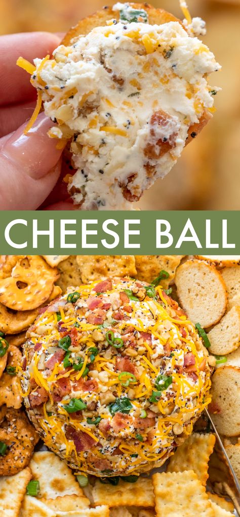 The BEST Bacon Ranch Cheese Ball Recipe is packed with so much flavor! Cream cheese combined with bacon, shredded cheese, and Ranch, SO GOOD! Cheese Ball Hedgehog, Strawberry Cheese Ball Recipes, Cream Cheese Log Appetizers, Cheese Logs Recipes, Nut Free Cheese Ball, Cheese Logs Appetizers, Cream Cheese Charcuterie Board, Flavor Cream Cheese, Turkey Cheese Ball Recipe