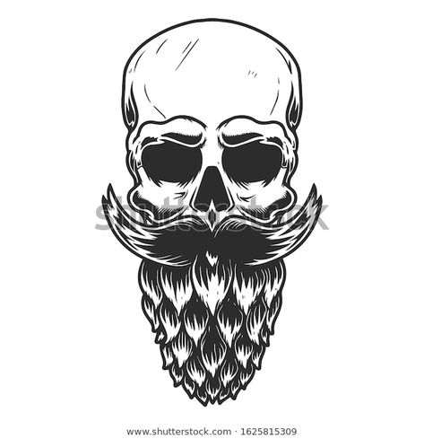 Beer Tattoos, Bearded Skull, Skull Beard, Beard Tattoo, Sales Image, Human Skull, Beard No Mustache, Skull Tattoos, Hair And Beard Styles