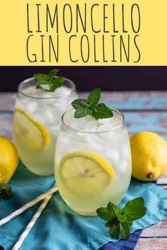 Gin Collins, Limoncello Cocktails, Limoncello Recipe, Collins Cocktail, Cocktail Gin, Gin Recipes, Gin Cocktail Recipes, Cocktail Ideas, Gin Drinks