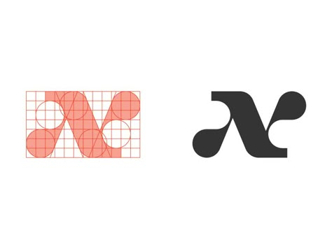 N — mark from arhive. Grid construction. X Logo Design Typography, Logo Design Grid, N Typography, Branding Symbols, Letter N Logo Design, Letter N Logo, Logo Grid, Typographie Logo, N Logo Design