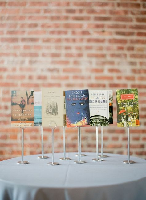 Book Theme Wedding, Book Table Numbers, Book Centerpieces, Book Themed Party, Book Themed Wedding, Literary Wedding, Literary Themes, Storybook Wedding, Book Theme