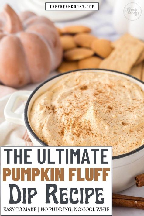 This easy and delicious Pumpkin Fluff Dip whips up in less than 10 minutes and uses pumpkin puree, cream cheese and whipped cream. No fake ingredients here! Great party dip and fall breakfast treat. #pumpkindip #pumpkincheesecake Pumpkin Pie Dip Recipe, Easy Pumpkin Dip, Pumpkin Cream Cheese Dip, Pumpkin Fluff Dip, Pumpkin Dip Recipe, 2023 Thanksgiving, Pumpkin Pie Dip, Dessert Dip Recipes, Pumpkin Fluff