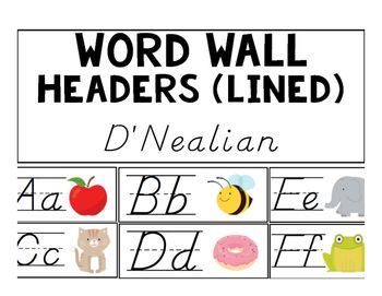 D'Nealian Word Wall Headers!  Features 2 sizes.  Perfect for classrooms that use D'Nealian handwriting.  Check out the ABC Posters (D'Nealian) too! Emergent Writing, Writers Workshop Kindergarten, Abc Posters, Word Wall Headers, Word Walls, Abc Poster, Writer's Workshop, The Abc, Writer Workshop