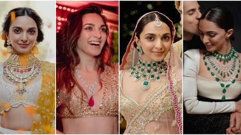 Kiara Wedding Looks, Kiara Advani Outfits Wedding, Kiara Advani Lehenga Wedding, Kiara Advani Wedding Outfits, Celebrity Bridal Look, Wedding Jewelry Sets Bridal Jewellery Brides, Kiara Siddharth, Kiara Advani Jewelry Wedding, Kiara Jewellery