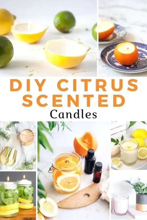 This candle roundup shows you 15 different ways to make your own Candles at home. Citrus is a simple way to add a freshness to your home that not only smells great but citrus scents have amazing healing capabilities. Orange Peel Candle, Insect Repellent Candles, Essential Oil Candle Recipes, Make Your Own Candles, Lemon Scented Candle, Lemon Diy, Dried Flower Candles, Candles At Home, Citrus Candle