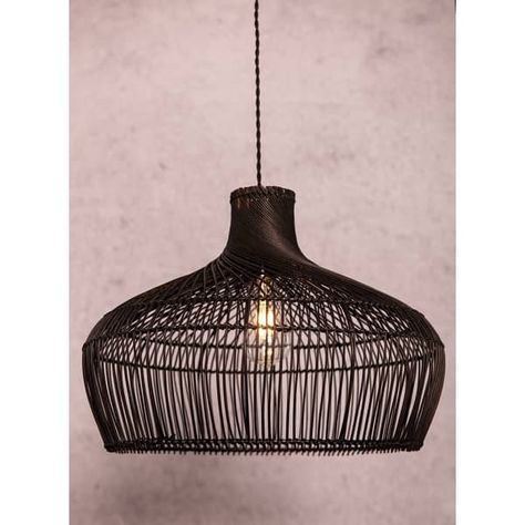 Modern Hand-woven Rattan Pendant Black Coastal Hanging Light - On Sale - Bed Bath & Beyond - 38460489 Hanging Light Pendant, Pendant Light Farmhouse, Black Coastal, Pendant Living Room, Bean Bag Living Room, Elegant Pendant Lighting, Rattan Material, Farmhouse Coastal, Entryway Table Decor