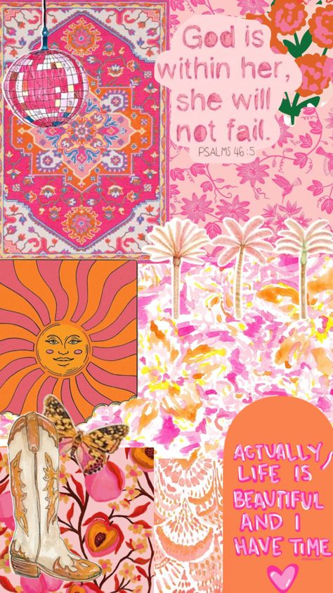 Pink And Orange Collage, Coastal Collage, Orange Collage, Wallpaper Pink And Orange, Collage Iphone, Vintage Coastal, Collage Wallpaper, Iphone Wallpaper Fall, Instagram Branding