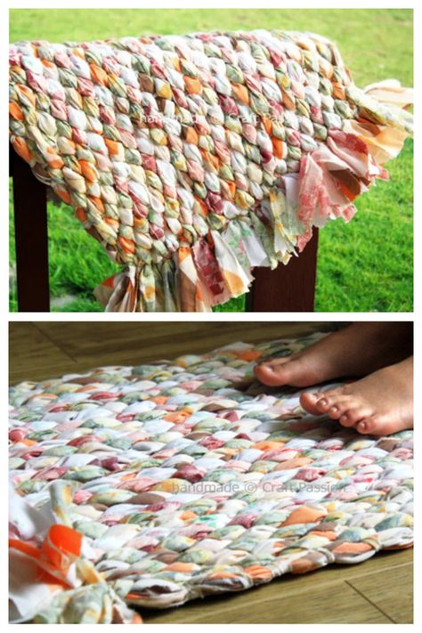 Fabric Woven Rag Rug DIY Tutorial | Fabric Art DIY Braided Rag Rug Tutorial, Decorate An Apartment, Woven Rag Rug, Fabric Art Diy, Rag Rug Diy, Rag Rug Tutorial, Braided Rug Diy, Braided Rag Rugs, Crochet Rag Rug