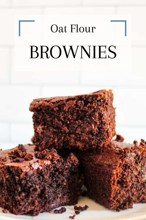 Chocolate lovers, these oat flour brownies are for you! They're the thickest brownies ever and bake up fudgy and full of delicious, dairy free-chocolate chunks. Oat Brownies, Oat Flour Brownies, Oat Bars Healthy, Gf Snacks, Oat Bar Recipes, Gluten Free Bars, Brownies Recipe Homemade, Gluten Free Brownies, Gluten Free Desserts Recipes