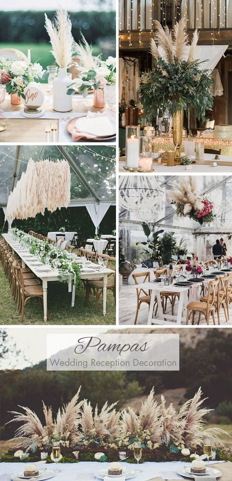 Stylish Pampas Grass Wedding Ceremony Table Setting Ideas Wedding Ceremony Table, Wedding Ceremony Places, Wedding Flowers Ceremony, Wedding Couple Table, Ceremony Table, Grass Centerpiece, Vintage Wedding Ceremony, Pampas Grass Wedding, Wedding Ceremony Ideas