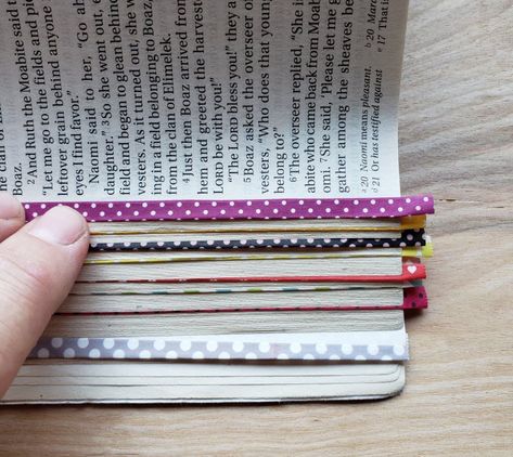 Washi Taped Bible Pages – Harriett's Trunk Washi Tape In Bible, Bible Washi Tape Ideas, Washi Tape Bible, Women's Bible Study, Bible Pages, Washi Tape Journal, Pinterest Feed, Bible Women, Womens Bible Study