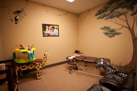 The 'Family Room' at Roseville Family Chiropractic allows moms with strollers, small kids or larger families to share the room while waiting and getting adjusted. Your kids will love it. Chiropractic Office Design, Children's Clinic, Chiropractic Therapy, Wooden Bar Table, Globe Bar, Family Chiropractic, Small Family Room, Chiropractic Wellness, Whiskey Lover Gifts