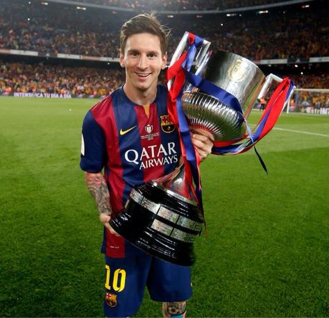 They are La Liga Champions & now Copa del Ray Champions 2015 #Messi #Barcelona ... One more for the treble !! Ankara Messi, Messi 2015, God Of Football, Antonella Roccuzzo, Messi Fans, Argentina Soccer, Argentina National Team, Barcelona Futbol Club, Lionel Andrés Messi