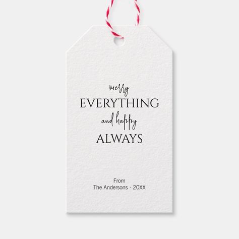 Minimalist Merry Everything & Happy Always Holiday Gift Tags. Personalize the custom text above. The background colors used in this collection can be customized as well. You can find additional coordinating items in our "Minimalist Collection of Holiday Sentiments" Merry Everything And Happy Always, Merry Everything, Holiday Gift Tags, Gift Wrapping Supplies, Craft Party, Note Pad, Gift Tags, Party Invitations, Colorful Backgrounds