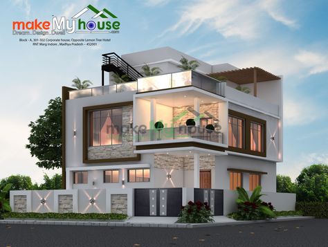 Make My House offers a wide range of Readymade House plans at affordable price. This plan is designed for 38x60 East Facing Plot having builtup area - 2280 SqFT with Modern Floorplan for Triplex House. Triplex House, House Floorplan, The Perfect House, Interior Design Work, Architectural Services, Perfect House, Theatre Room, Furniture Layout, Spacious Living