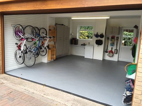 Garage Transformation, Garage Storage Inspiration, Garage Tile, Garage Organisation, Garage Floor Tiles, Ceiling Materials, Garage Storage Solutions, Residential Garage, Ceiling Storage