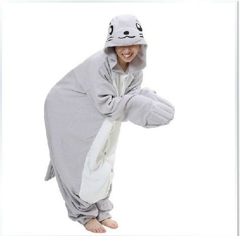 cute Seal kigurumi. In for a splashing good time! $59.99 Otter Onesie, Seal Costume, Onesie For Adults, Cute Onesies, Animal Pajamas, Cute Seals, Onesie Pajamas, Pajamas Gift, Lace Homecoming Dresses