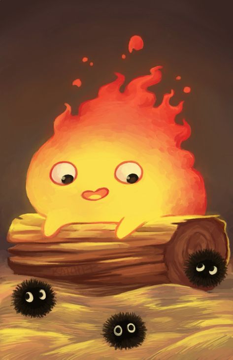 Cute Calcifer, Calcifer Art, Howl's Moving Castle Calcifer, Anime Fire, Fire Wallpaper, 하울의 움직이는 성, Castle Painting, Best Wallpaper Hd, Best Wallpaper