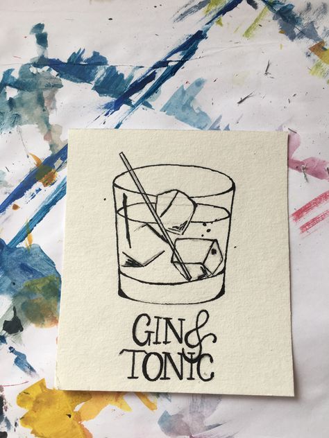 Gin And Tonic Tattoo, Gin Tonic Tattoo, Gin Tattoo, Gin Quotes, Tats Ideas, Birthday 21st, Collage Material, Virgo Tattoo, Cocktail Art