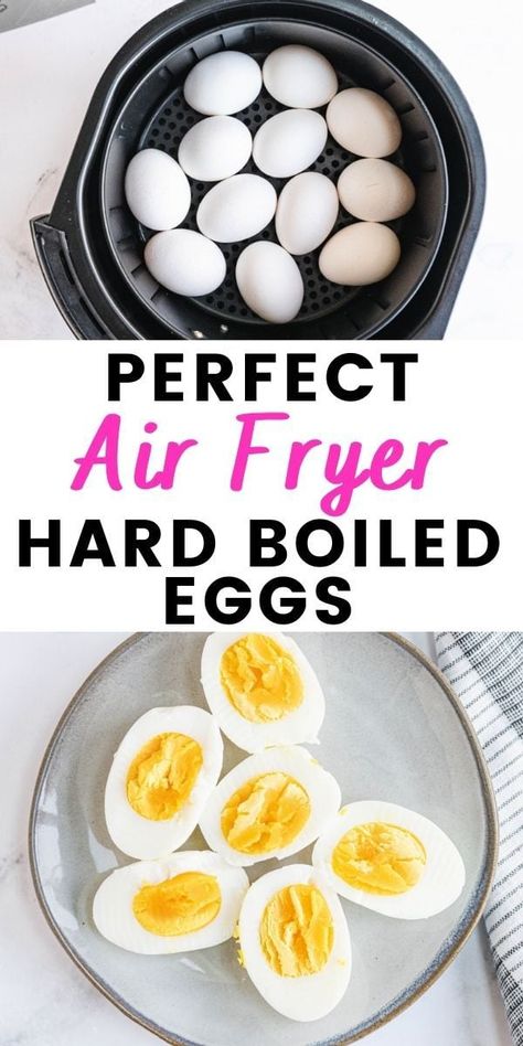 Once you make Air Fryer Hard Boiled Eggs, you will never go back! They are quick to make and peel like a dream - perfect for meal prep! Great for breakfast, a mid afternoon snack, or as part of a dinner time salad, you really can’t go wrong with this protein packed recipe! Air Fryer Hard Boiled Eggs, Cooking Hard Boiled Eggs, Hard Boiled Egg Recipes, Cooking Eggs, Making Hard Boiled Eggs, Boiled Egg Diet, Soft Boiled Eggs, Air Fryer Dinner Recipes, Air Fryer Healthy