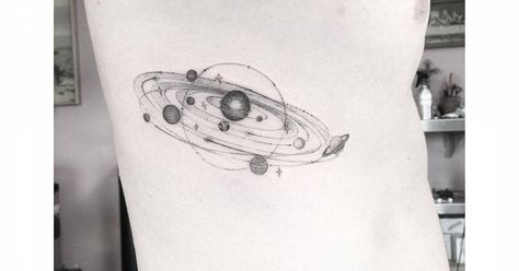 Tattoo Artist: Dr. Woo. Tags: styles, Fine Line, Astronomy, Solar System. Body parts: Side. Woo Tattoo, Atom Tattoo, Astronomy Tattoo, Doctor Tattoo, Saturn Tattoo, Solar System Tattoo, Stick Poke Tattoo, Planet Tattoos, Galaxy Tattoo