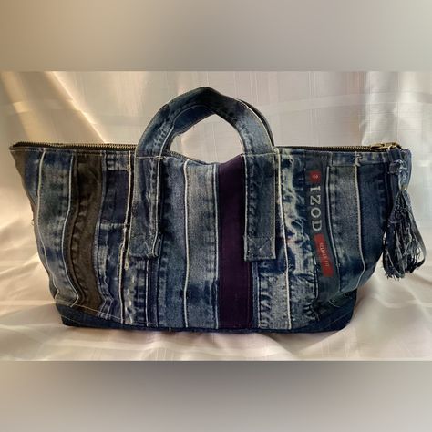 “Denim By Neishta” Enjoy This Large Weekender Bag, Original And Handcrafted. 16 Inches Long And 9 Inches High Saving The Planet One Bag At A Time. This Travel Bag,Lined With An Inside Pocket. Denim Patchwork Bag, Large Weekender Bag, Diy Bags Jeans, Denim Clutch Bags, Bag From Old Jeans, Recycled Denim Bags, Blue Jean Purses, Recycled Jeans Bag, Denim Bag Patterns