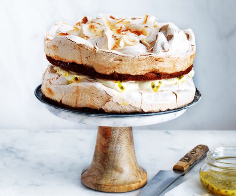 Passion Fruit Meringue, Fruit Meringue, Meringue Cake Recipe, Coconut Biscuits, Spiced Carrots, Coconut Chia Pudding, Meringue Cake, Mascarpone Cream, Slow Cooked Lamb